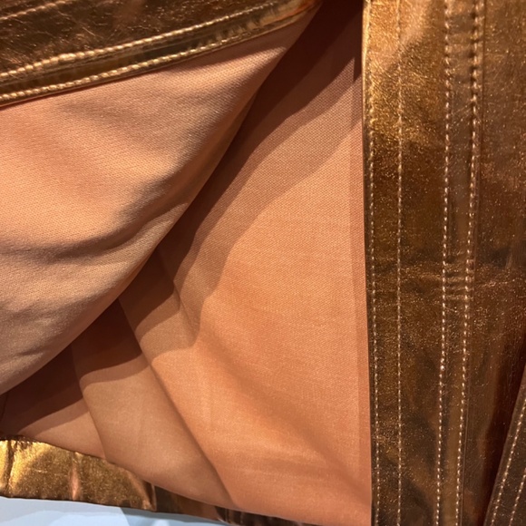 Copper button front faux Leather pencil skirt - Picture 4 of 9